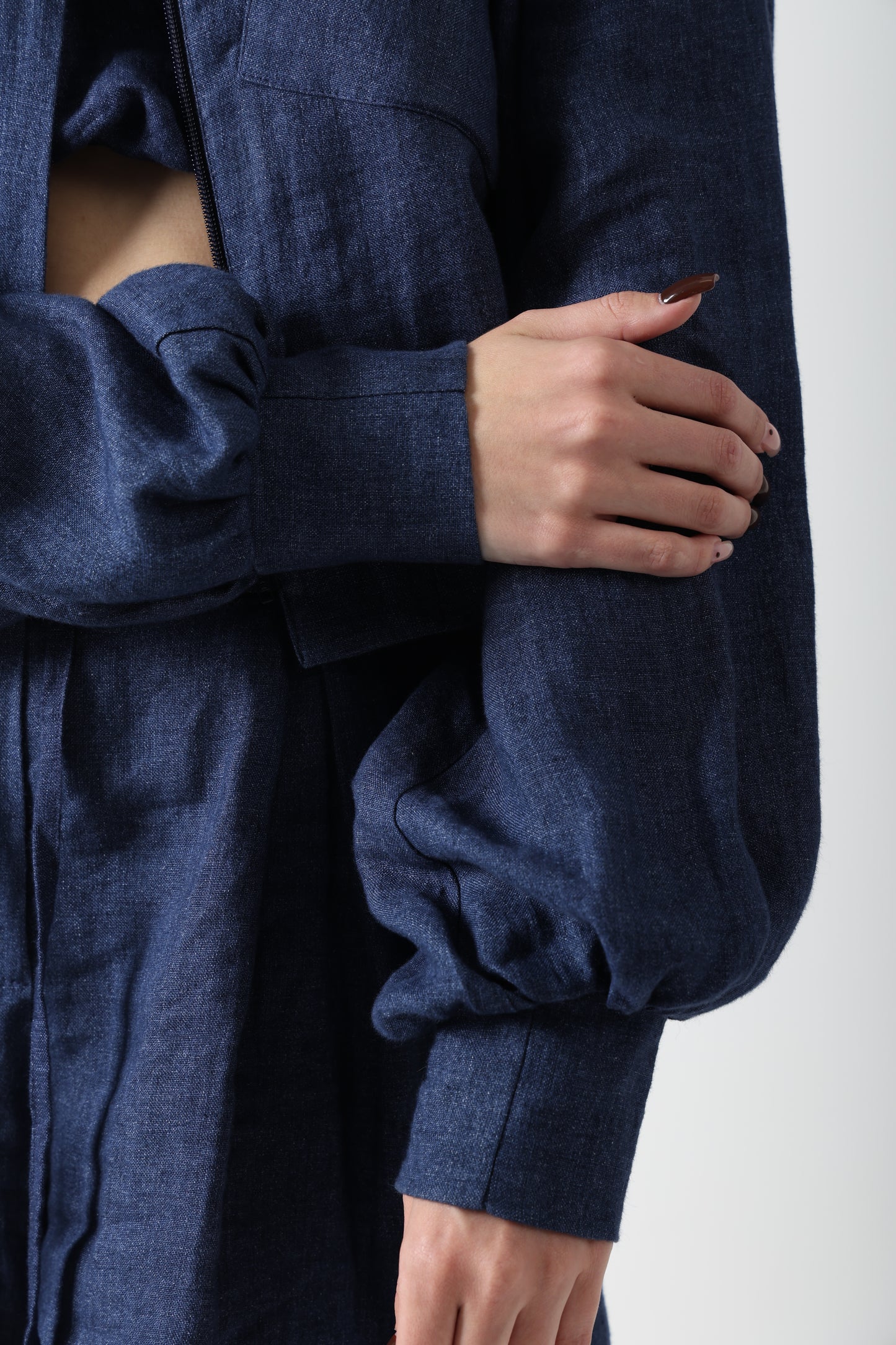 Linen Short Bomber Jacket